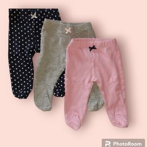 Set of 3 Girls 3 Month Footed Leggings, VGC